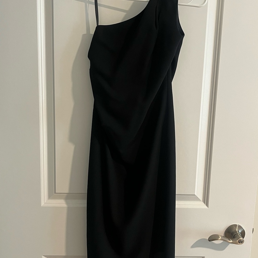White House Black Market One-Shoulder Black Dress